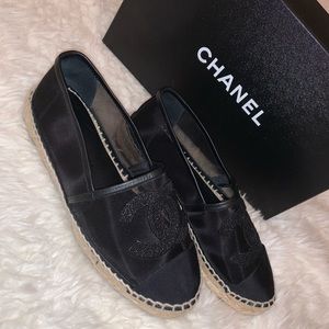 Chanel black mesh Espadrilles